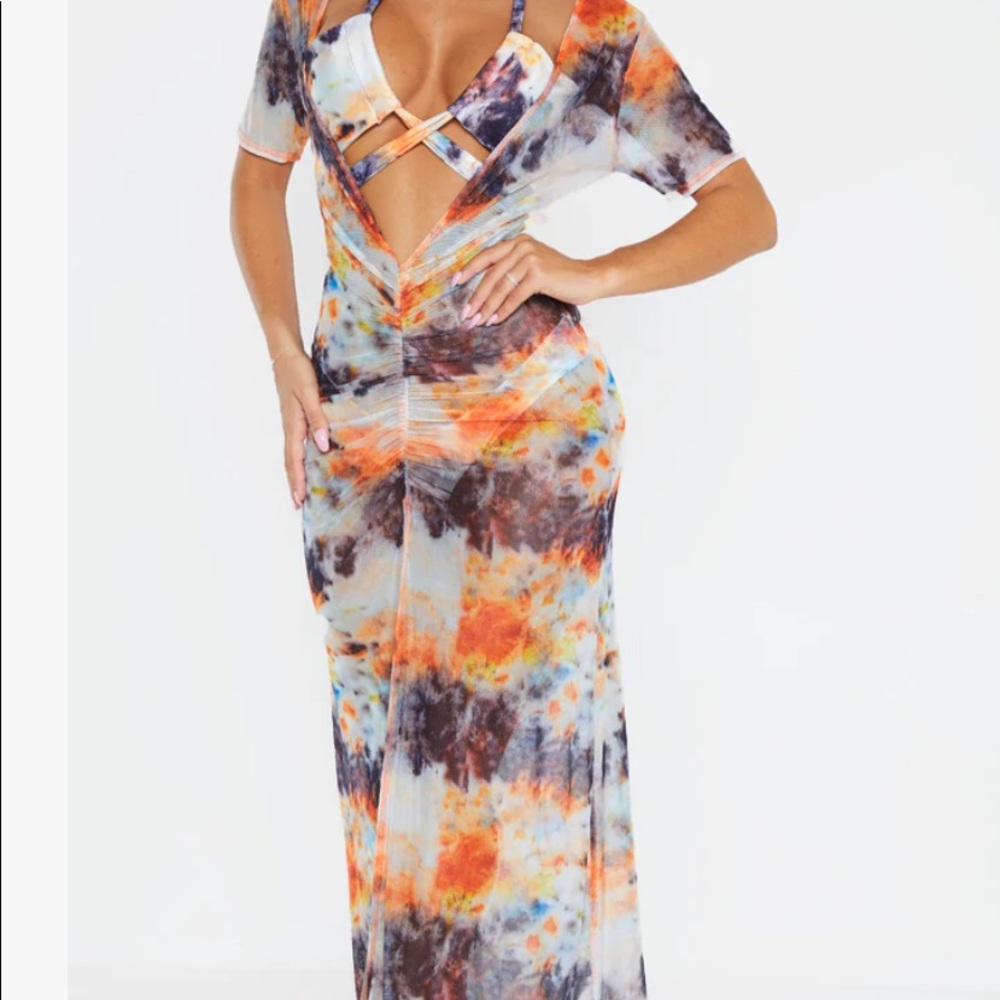 Tye dye Mesh maxi dress (swimsuit not included)